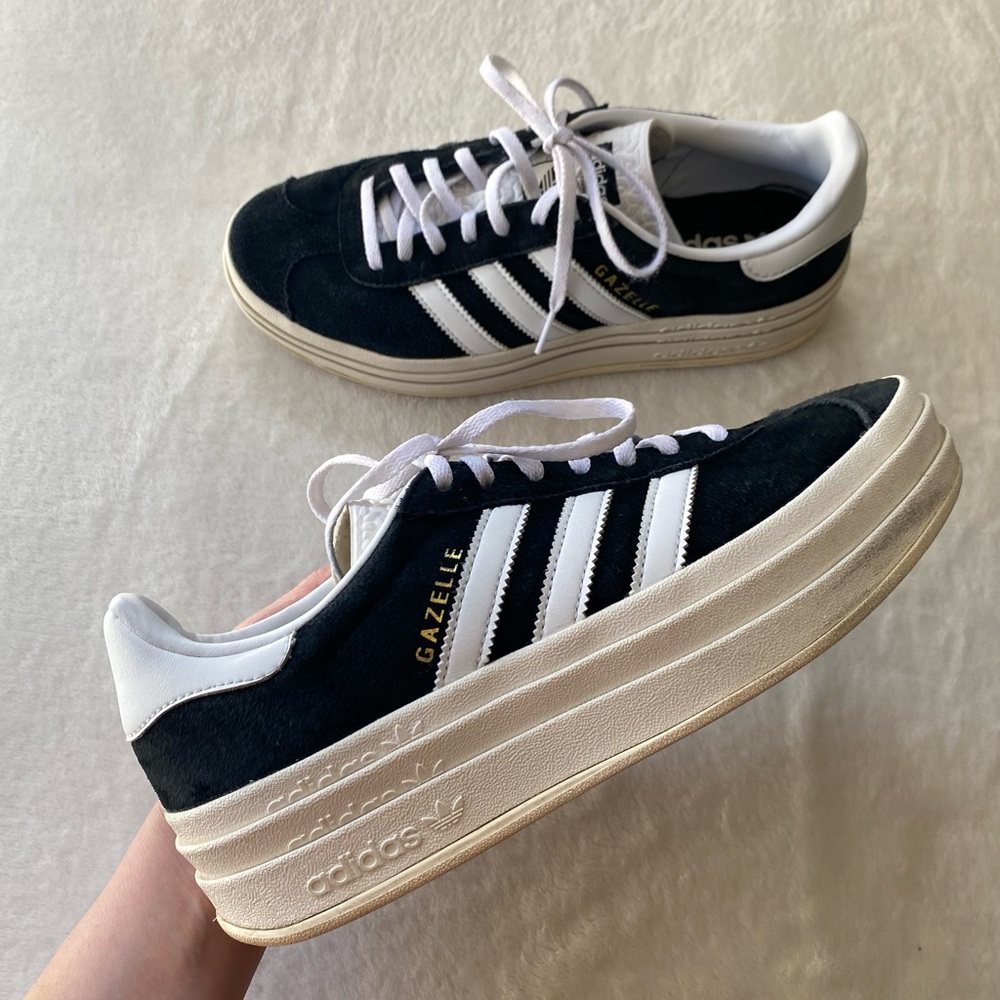 Adidas Gazelle Bold Platform Sneakers Black White HQ6912 Women’s Size 9